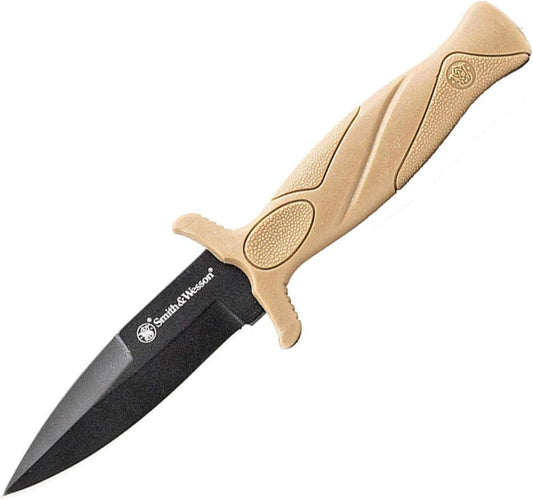 FDE 6.25in High Carbon S.S. Boot Knife with 2.75in Single Edge Blade and Rubberized Handle for Outdoor Survival, Camping and EDC,Tan