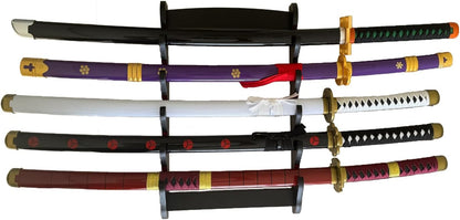 katana Sword Wall Mount Holder 5 Tier Velvet Padded Samurai Sword Display Rack Wakizashi Sword Stand Zoro Animation Sword Display