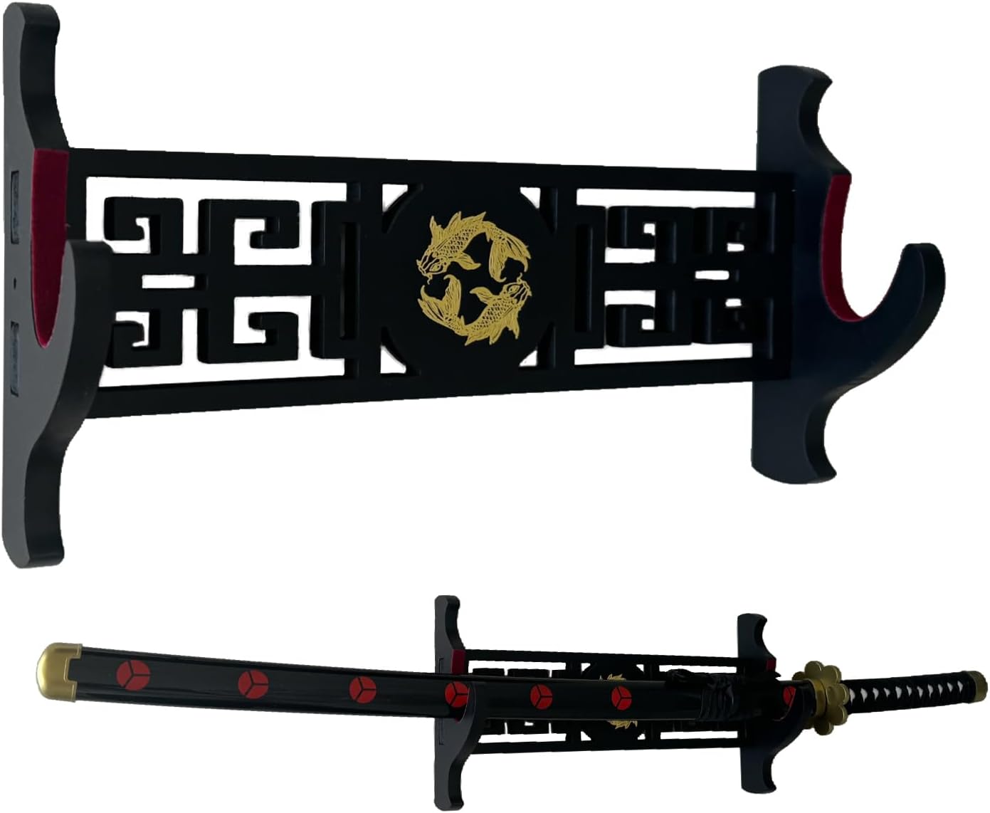 katana Sword Wall Mount Holder 5 Tier Velvet Padded Samurai Sword Display Rack Wakizashi Sword Stand Zoro Animation Sword Display