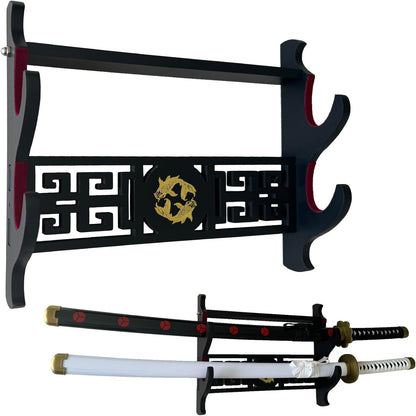 katana Sword Wall Mount Holder 5 Tier Velvet Padded Samurai Sword Display Rack Wakizashi Sword Stand Zoro Animation Sword Display