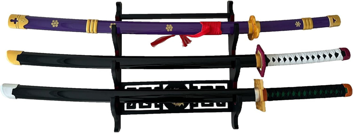 katana Sword Wall Mount Holder 5 Tier Velvet Padded Samurai Sword Display Rack Wakizashi Sword Stand Zoro Animation Sword Display