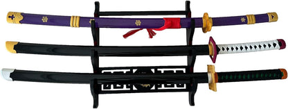 katana Sword Wall Mount Holder 5 Tier Velvet Padded Samurai Sword Display Rack Wakizashi Sword Stand Zoro Animation Sword Display