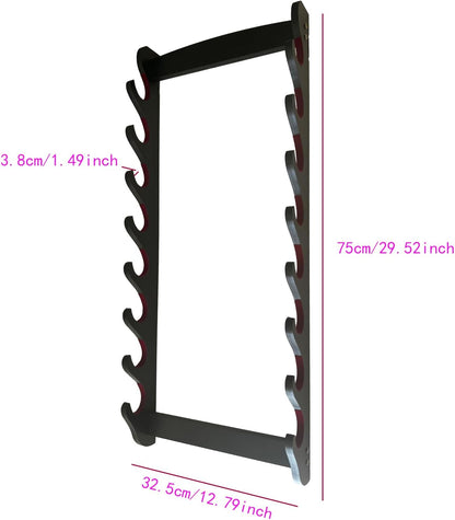 katana Sword Wall Mount Holder 5 Tier Velvet Padded Samurai Sword Display Rack Wakizashi Sword Stand Zoro Animation Sword Display
