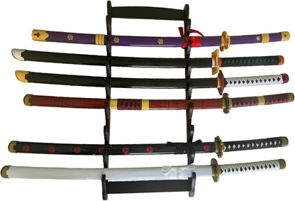 katana Sword Wall Mount Holder 5 Tier Velvet Padded Samurai Sword Display Rack Wakizashi Sword Stand Zoro Animation Sword Display