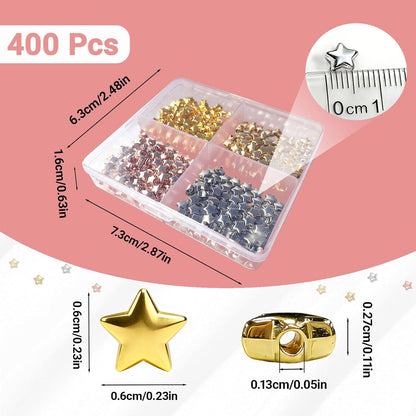 400 Pcs Star Beads 6mm Gold Star Beads Metal Stars Beads for Crafts DIY Stars Charms for Jewelry Bracelet Necklace Key Chains and Other Handicrafts Making（Gold/Silver/KC Gold/Rose Gold）