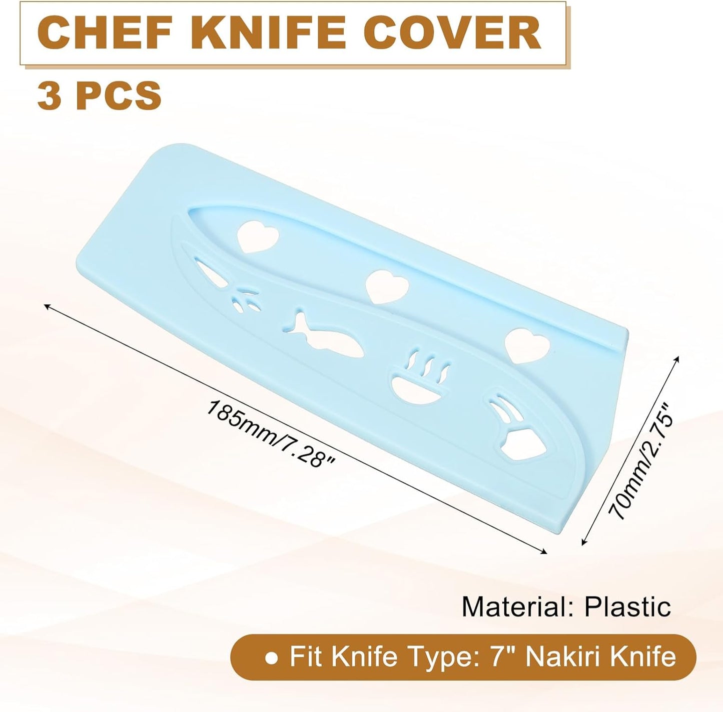 3Pcs Plastic Safety Knife Cover Sleeves for 7" Nakiri Knife, Chopping Knives Guard Blade Protector Universal Knife Sheath for Kitchen Bar, Green