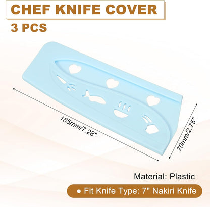 3Pcs Plastic Safety Knife Cover Sleeves for 7" Nakiri Knife, Chopping Knives Guard Blade Protector Universal Knife Sheath for Kitchen Bar, Green