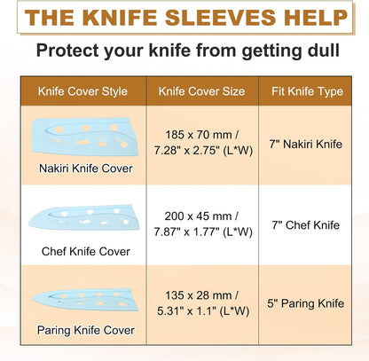 3Pcs Plastic Safety Knife Cover Sleeves for 7" Nakiri Knife, Chopping Knives Guard Blade Protector Universal Knife Sheath for Kitchen Bar, Green