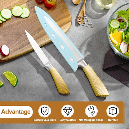 3Pcs Plastic Safety Knife Cover Sleeves for 7" Nakiri Knife, Chopping Knives Guard Blade Protector Universal Knife Sheath for Kitchen Bar, Green