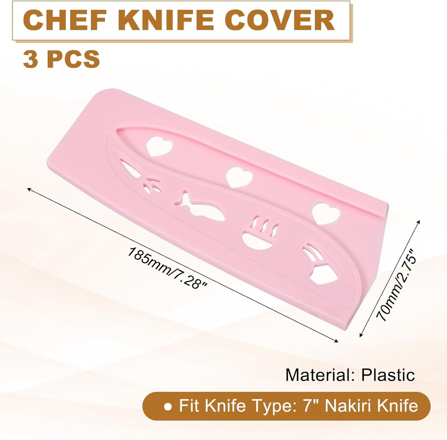 3Pcs Plastic Safety Knife Cover Sleeves for 7" Nakiri Knife, Chopping Knives Guard Blade Protector Universal Knife Sheath for Kitchen Bar, Green