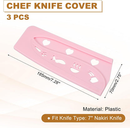 3Pcs Plastic Safety Knife Cover Sleeves for 7" Nakiri Knife, Chopping Knives Guard Blade Protector Universal Knife Sheath for Kitchen Bar, Green