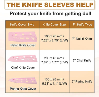3Pcs Plastic Safety Knife Cover Sleeves for 7" Nakiri Knife, Chopping Knives Guard Blade Protector Universal Knife Sheath for Kitchen Bar, Green