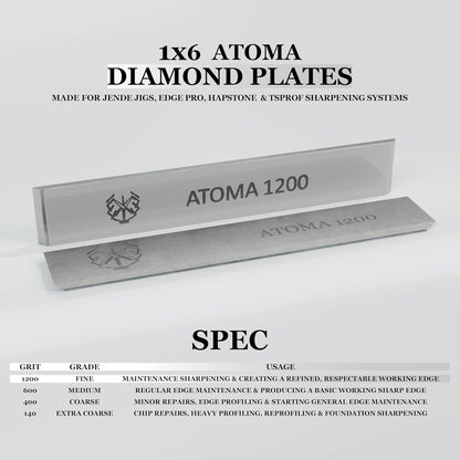 1x6 Atoma Diamond Plate 1200 Grit-Advanced diamond technology-for Edge Pro, Hapstone, and TSProf sharpeners