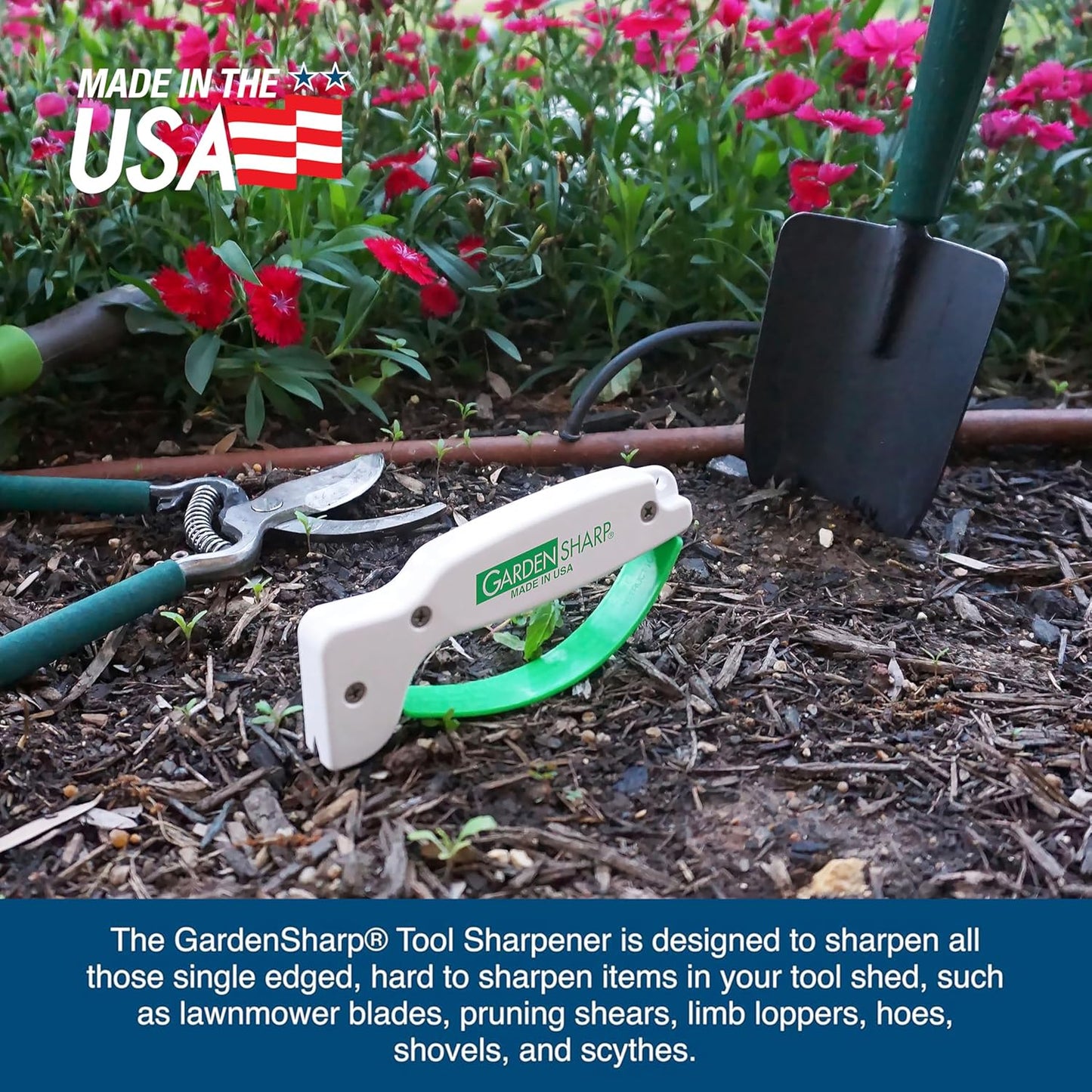 AccuSharp Garden Tool Sharpener, Diamond-Honed Tungsten Carbide Blades, Restores, Repairs, Sharpens & Hones Lawnmower Blades, Secateurs, Limb Loppers, Hoes, Shovels, and Scythes