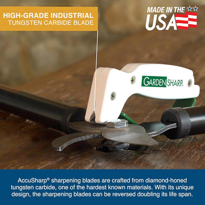 AccuSharp Garden Tool Sharpener, Diamond-Honed Tungsten Carbide Blades, Restores, Repairs, Sharpens & Hones Lawnmower Blades, Secateurs, Limb Loppers, Hoes, Shovels, and Scythes