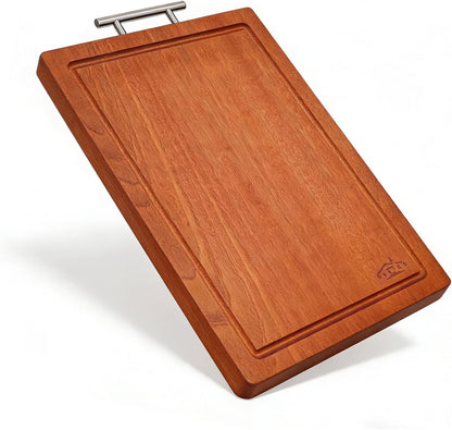 Bamboo 1" Thick Cutting Boards for Kitchen, Large Deep-carbon Charcuterie Board with Deep Juice Grooves & Built-in Handles for Countertop, Ideal for Meat, Vegetables and Fruits 17" x 12"
