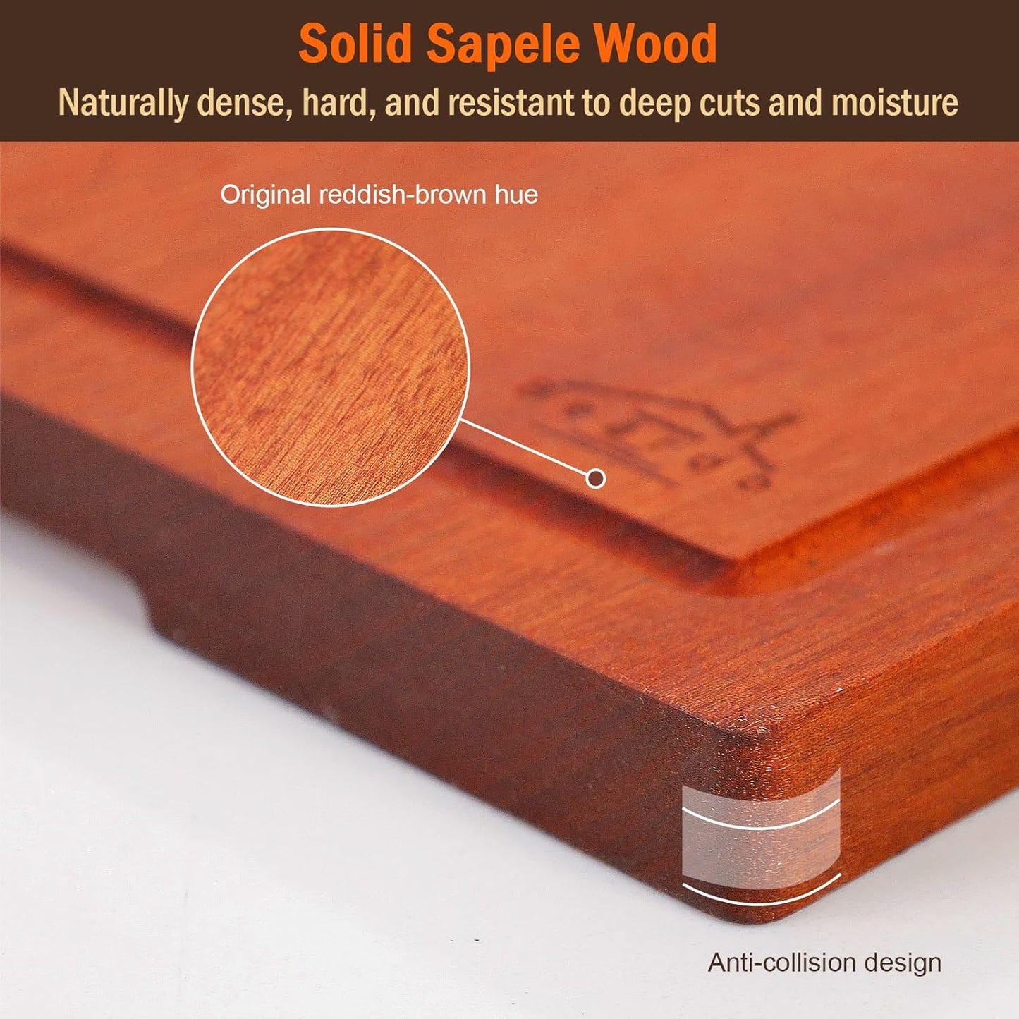 Bamboo 1" Thick Cutting Boards for Kitchen, Large Deep-carbon Charcuterie Board with Deep Juice Grooves & Built-in Handles for Countertop, Ideal for Meat, Vegetables and Fruits 17" x 12"