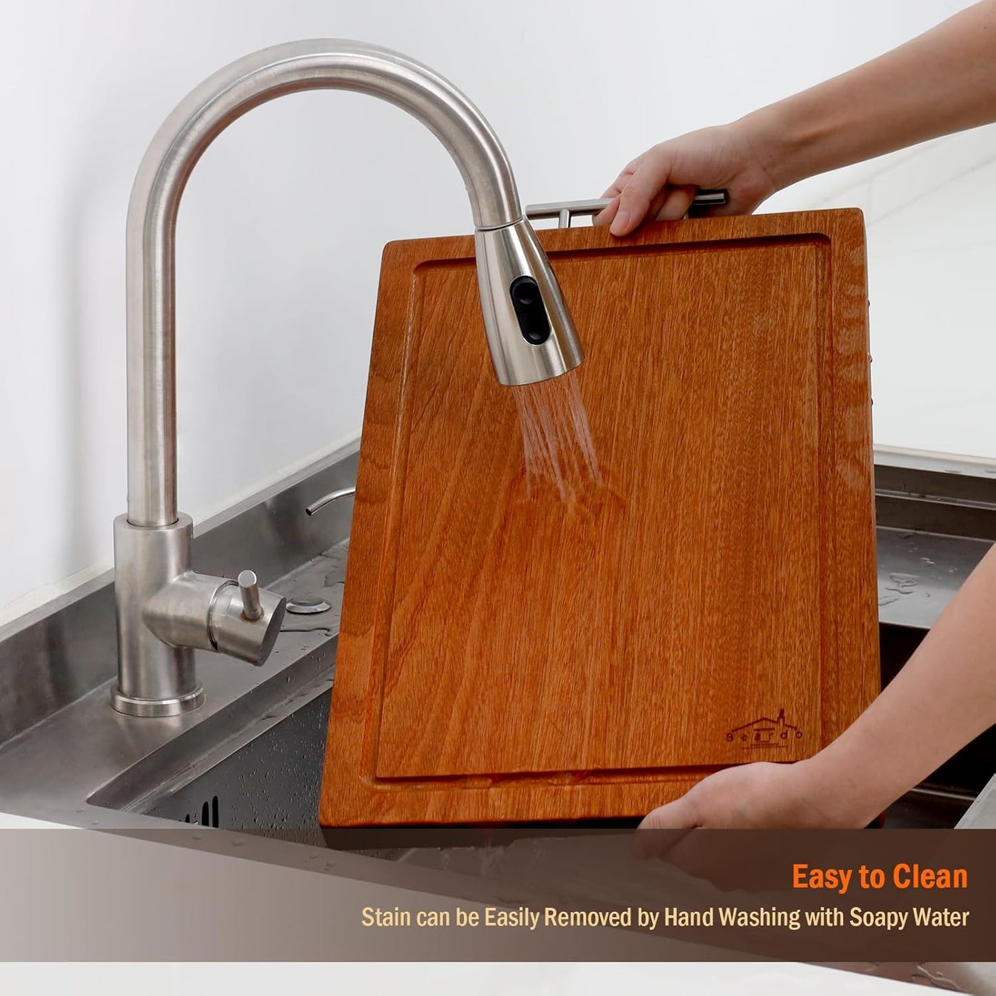 Bamboo 1" Thick Cutting Boards for Kitchen, Large Deep-carbon Charcuterie Board with Deep Juice Grooves & Built-in Handles for Countertop, Ideal for Meat, Vegetables and Fruits 17" x 12"