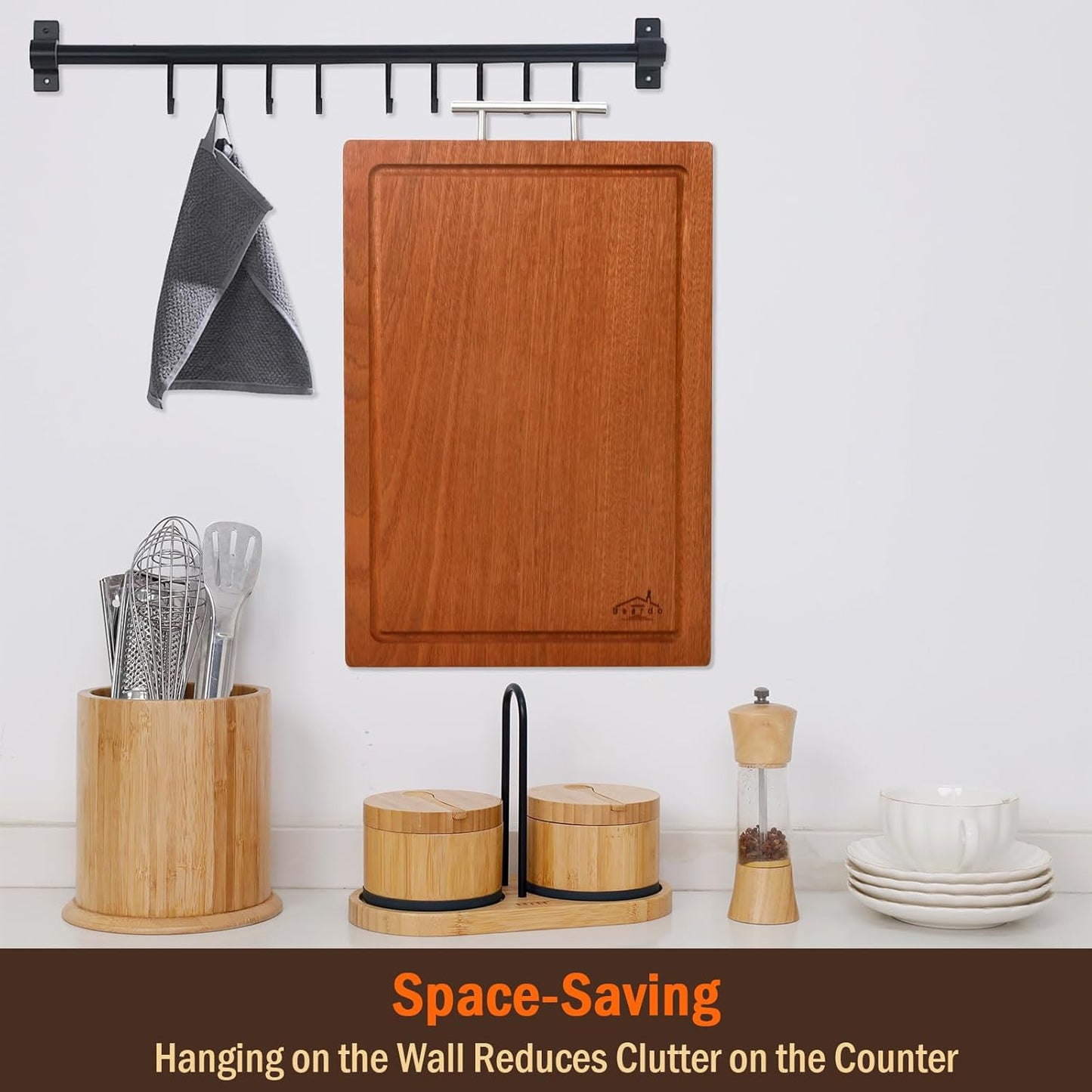 Bamboo 1" Thick Cutting Boards for Kitchen, Large Deep-carbon Charcuterie Board with Deep Juice Grooves & Built-in Handles for Countertop, Ideal for Meat, Vegetables and Fruits 17" x 12"
