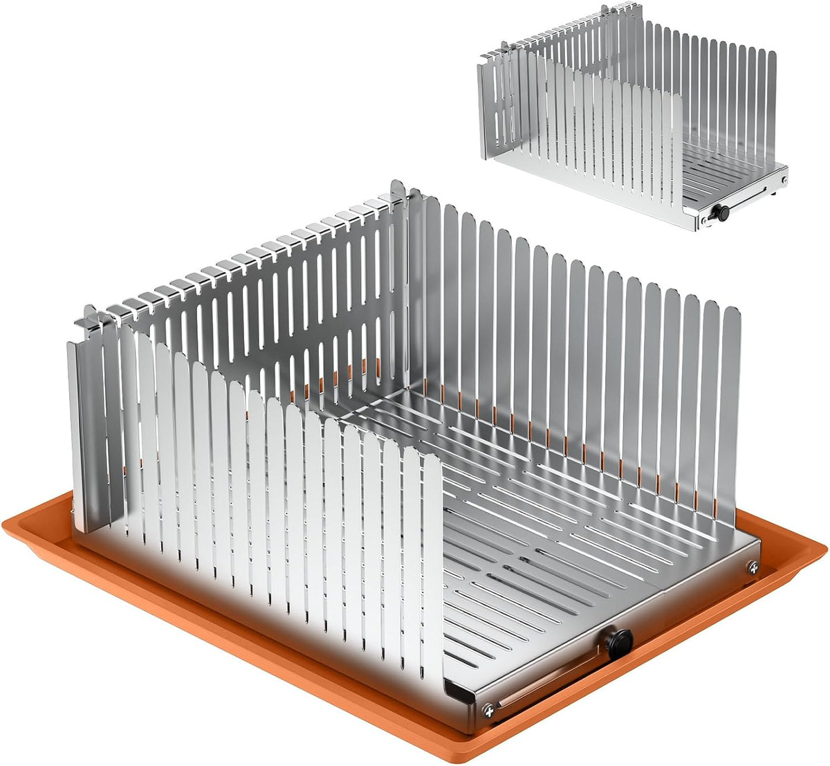 Stainless steel Bread Slicer for Homemade Bread, Bread Loaf Slicer,Bread Slicing Guide,Adjustable Width, Foldable Compact,for Cakes,Bagels,Each slice is 0.5" thick,Bth Size: 5.5"-8.3"