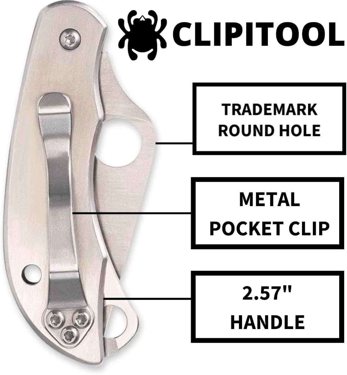 ClipiTool Folding Utility Pocket Knife, PlainEdge and SpyderEdge | 4.58" Overall Length, 2.01" 8Cr13MoV Steel Blade, G-10 Handle, SlipJoint, Full-Flat Grind