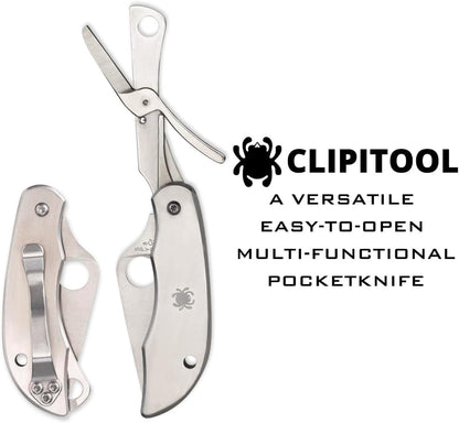 ClipiTool Folding Utility Pocket Knife, PlainEdge and SpyderEdge | 4.58" Overall Length, 2.01" 8Cr13MoV Steel Blade, G-10 Handle, SlipJoint, Full-Flat Grind
