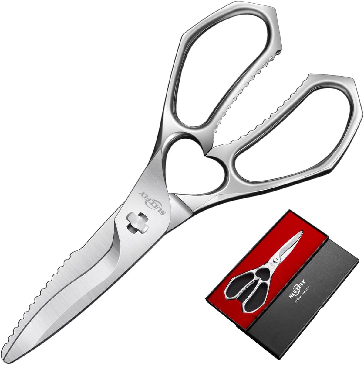 Heavy Duty Kitchen Scissors for Food Titanium Plated Black 8.8 Inch