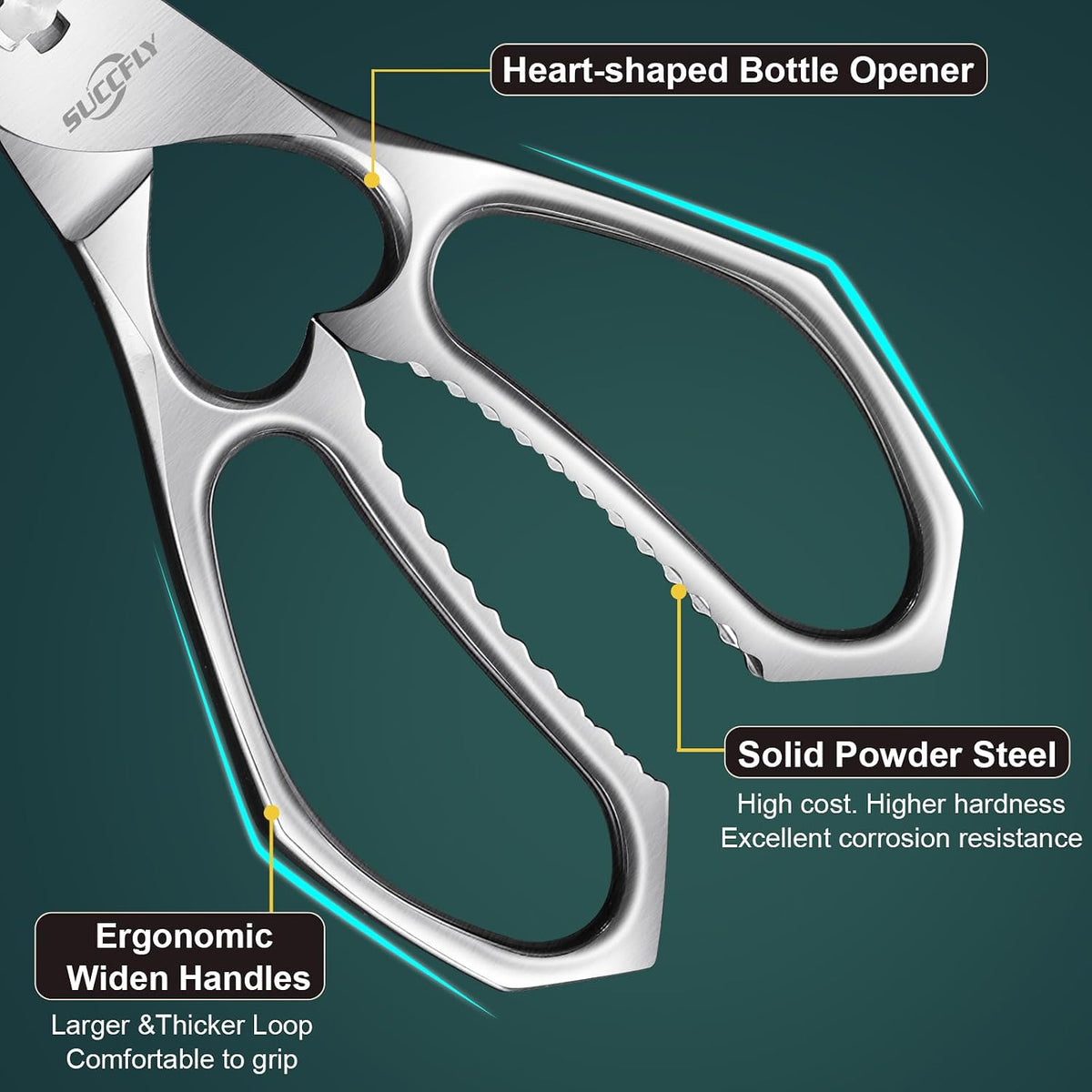 Heavy Duty Kitchen Scissors for Food Titanium Plated Black 8.8 Inch