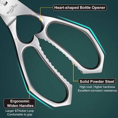 Heavy Duty Kitchen Scissors for Food Titanium Plated Black 8.8 Inch