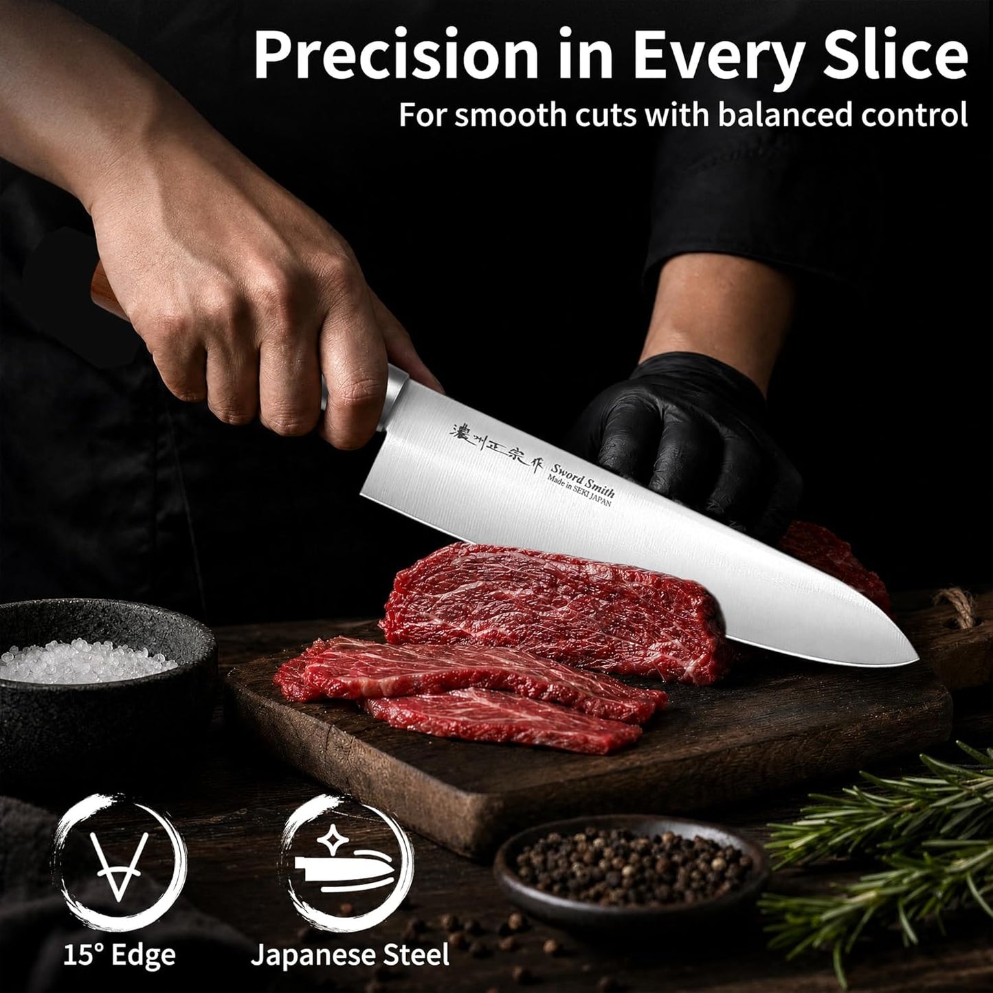 6.3 Inch Deba Knife, Made in Japan, Right-Handed Single Bevel Fish Butcher Knife, High Carbon Stainless Steel with Hammered Finish, Natural Wood Handle for Fish Filleting