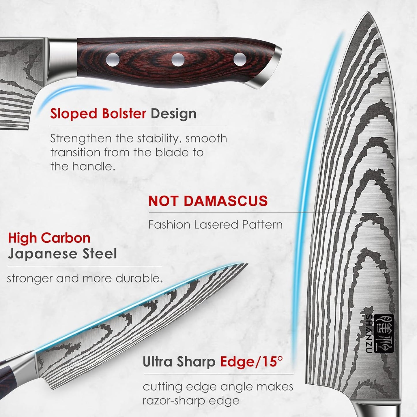 Knife Set 16 pcs, Japanese Kitchen Knife with Block High Carbon Stainless Steel Ultra Sharp Knife for Kitchen, Professional Chef Knife Set with Sharpener