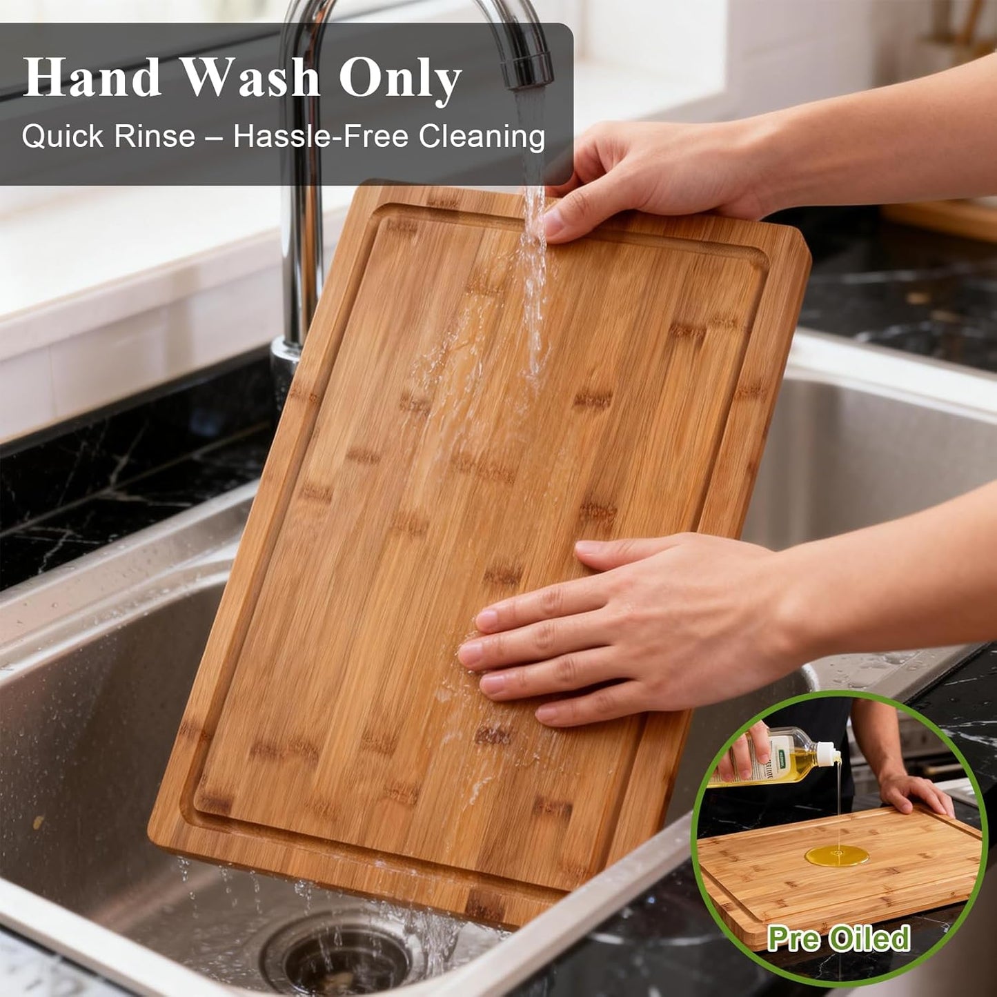 Bamboo Cutting Board, Wood Chopping Board with Juice Groove and Handle, 12×9 Inch Lightweight Kitchen Cutting Board for Fruit, Vegetables, Bread, Cheese, Snacks, Meat, BBQ, and Serving