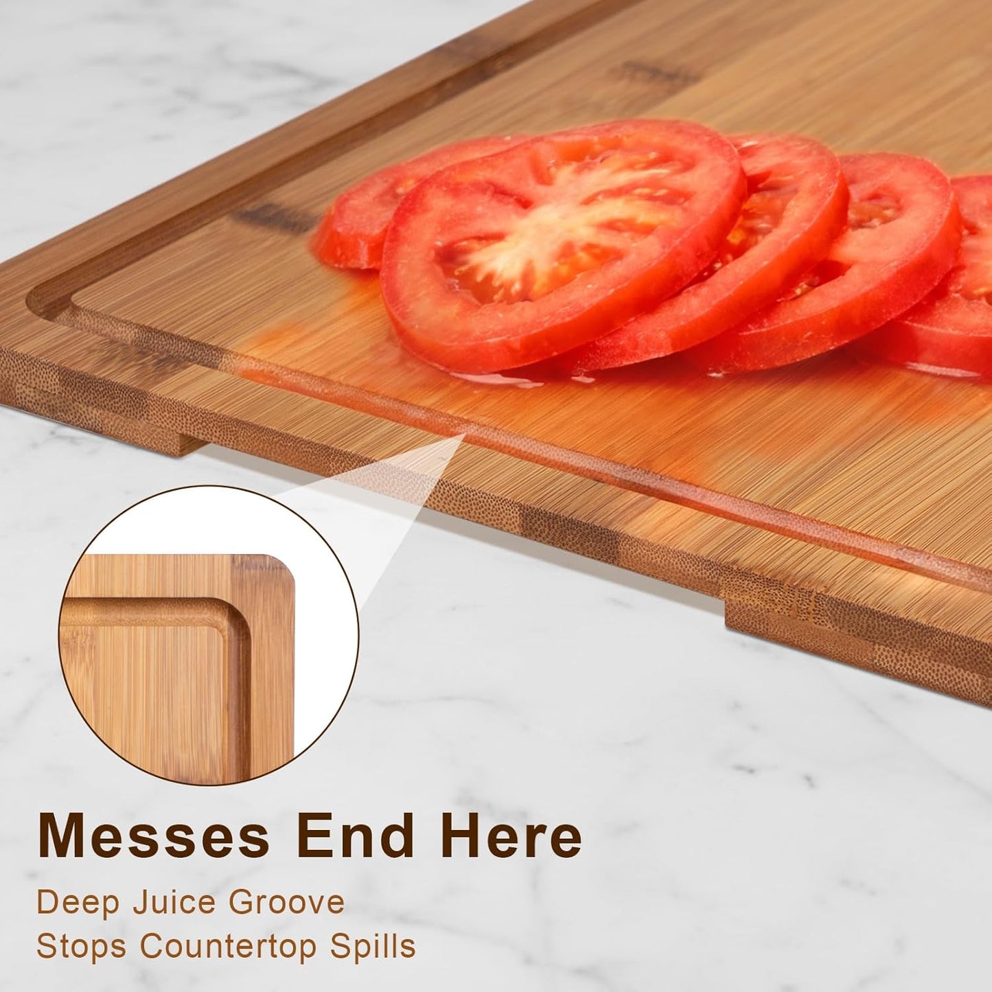 Bamboo Cutting Board, Wood Chopping Board with Juice Groove and Handle, 12×9 Inch Lightweight Kitchen Cutting Board for Fruit, Vegetables, Bread, Cheese, Snacks, Meat, BBQ, and Serving