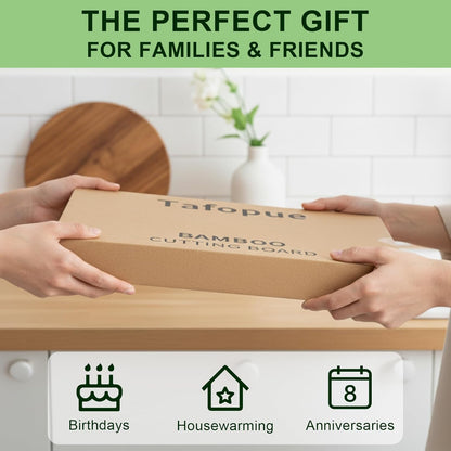 Bamboo Cutting Board, Wood Chopping Board with Juice Groove and Handle, 12×9 Inch Lightweight Kitchen Cutting Board for Fruit, Vegetables, Bread, Cheese, Snacks, Meat, BBQ, and Serving