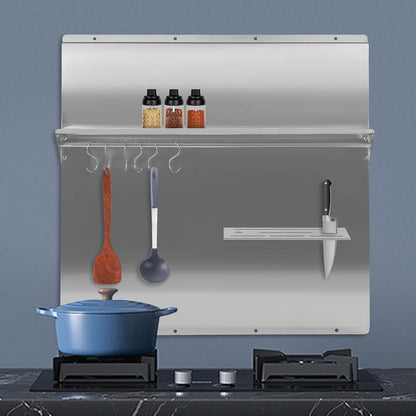 Range Backsplash 36"X29.5" Stainless Steel Backsplash Range Hood Wall Shield with Storage Shelf & Knife Rack Wall-Mounted Range Backsplash for Range Hood, Stove (36 x 29.5Inch)