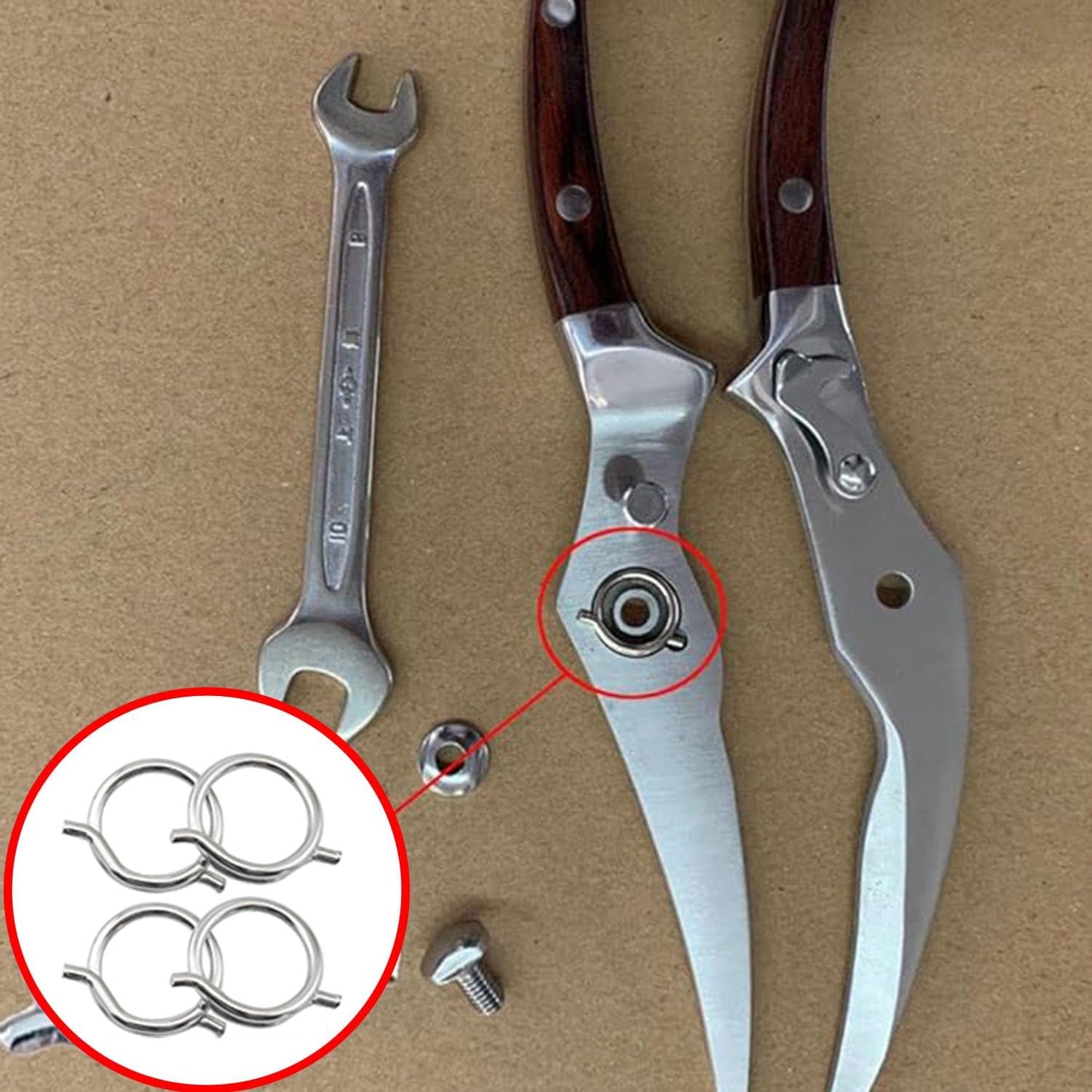 6PCS Kitchen Scissors Spring Loaded Ring Parts Heavy Duty Poultry Shears Replacement Components 12mm Inner Diameter Household Appliances Electronic Equipment Automotive Components