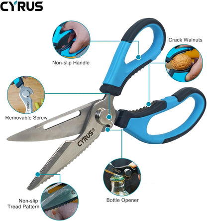 Heavy Duty Detachable Kitchen Scissors Stainless Steel Safe Food Shears | Ultra Sharp Rust-Proof Blades, Non-Slip Comfort Handles, Easy To Clean For Daily Home Cooking Prep Work