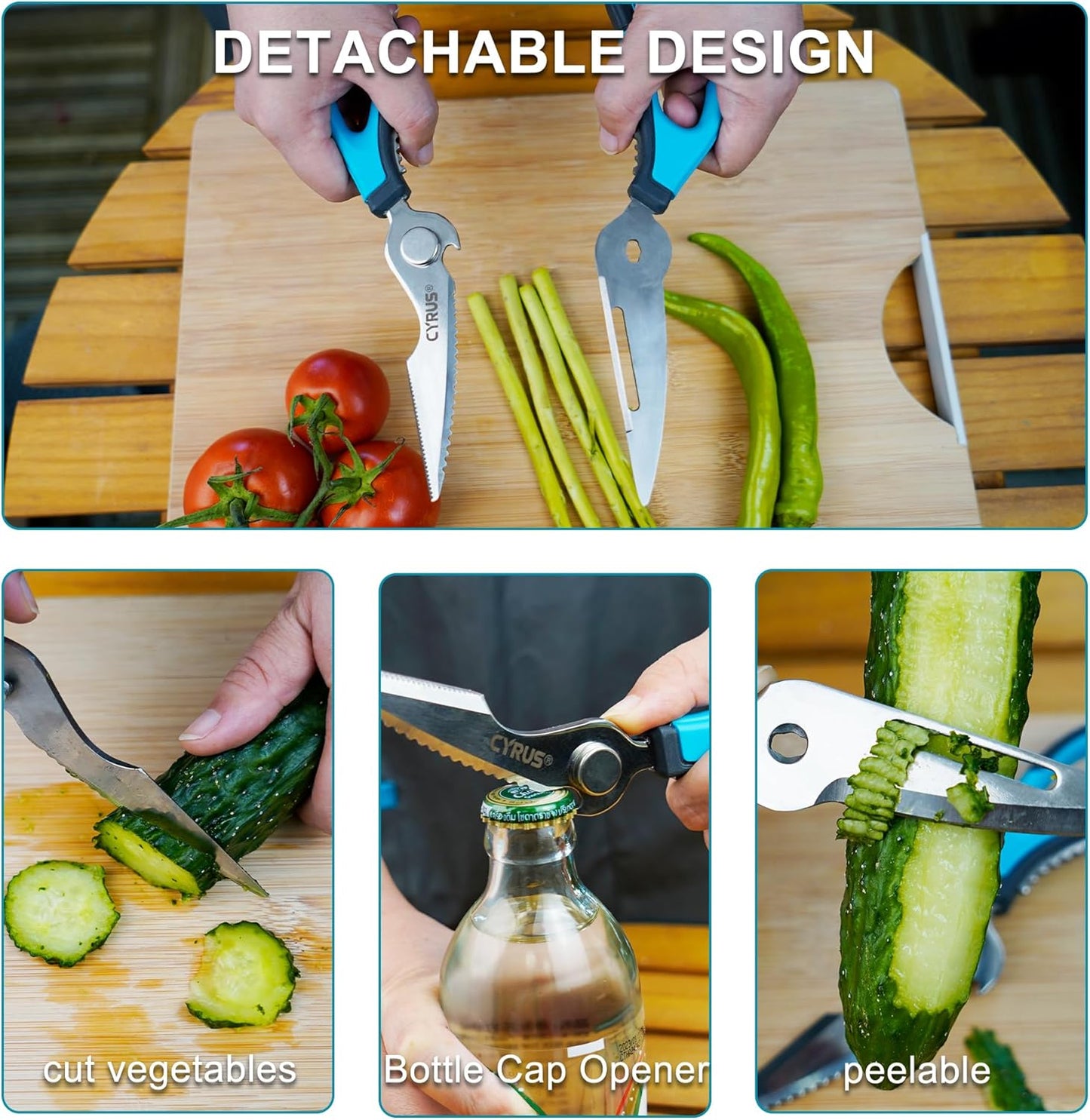 Heavy Duty Detachable Kitchen Scissors Stainless Steel Safe Food Shears | Ultra Sharp Rust-Proof Blades, Non-Slip Comfort Handles, Easy To Clean For Daily Home Cooking Prep Work