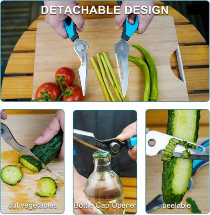 Heavy Duty Detachable Kitchen Scissors Stainless Steel Safe Food Shears | Ultra Sharp Rust-Proof Blades, Non-Slip Comfort Handles, Easy To Clean For Daily Home Cooking Prep Work