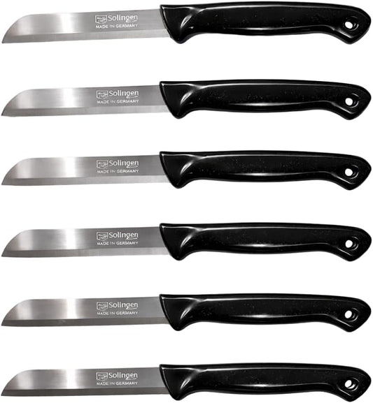 6 Pcs Paring Knife Set – Sharp Serrated German Stainless Steel Solingen Kitchen Knives – Best Utility Chef Knives for Fruit & Vegetable Cutting, Multi Color