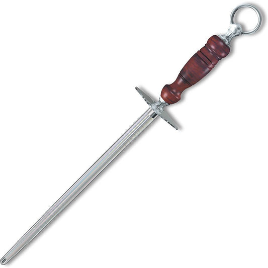 Honing Steel 12-Inch Round Fine Cut, Dark Wood Handle