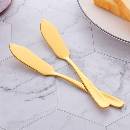Stainless Steel Cheese Dessert Knives, Set of 6, Breakfast Butter Knife, Slicer Sandwich Spreader(Gold)