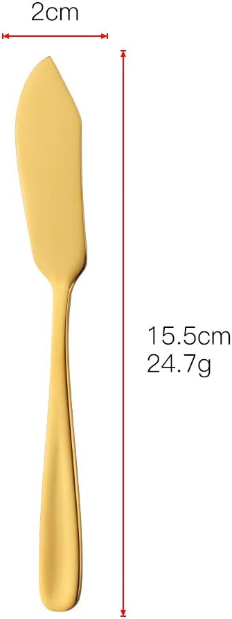 Stainless Steel Cheese Dessert Knives, Set of 6, Breakfast Butter Knife, Slicer Sandwich Spreader(Gold)