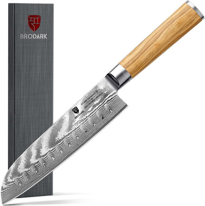 Damascus Paring Knife 5.5 Inch: Professional Japanese Utility Knife with Olive Wood Handle,Ultra Sharp Fruit Carving Knife,Kitchen Gadget for Precise Cutting,Gift Box