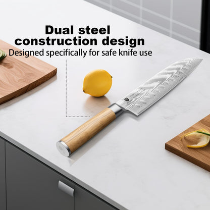 Damascus Paring Knife 5.5 Inch: Professional Japanese Utility Knife with Olive Wood Handle,Ultra Sharp Fruit Carving Knife,Kitchen Gadget for Precise Cutting,Gift Box