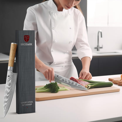 Damascus Paring Knife 5.5 Inch: Professional Japanese Utility Knife with Olive Wood Handle,Ultra Sharp Fruit Carving Knife,Kitchen Gadget for Precise Cutting,Gift Box