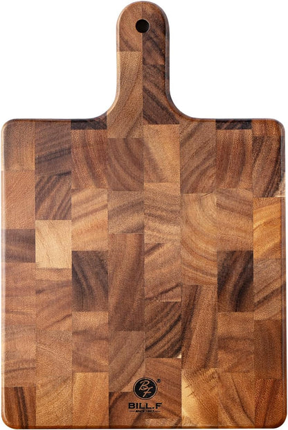 End Grain Cutting Board, Acacia Wood Cutting Board with Non-slip Feet,16" x 12" x 1",Reversible Thick Heavy-Duty Wooden Chopping Board, Large Butcher Block for Kitchen
