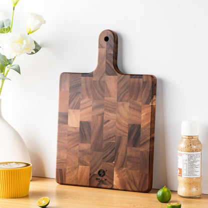 End Grain Cutting Board, Acacia Wood Cutting Board with Non-slip Feet,16" x 12" x 1",Reversible Thick Heavy-Duty Wooden Chopping Board, Large Butcher Block for Kitchen
