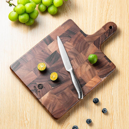 End Grain Cutting Board, Acacia Wood Cutting Board with Non-slip Feet,16" x 12" x 1",Reversible Thick Heavy-Duty Wooden Chopping Board, Large Butcher Block for Kitchen