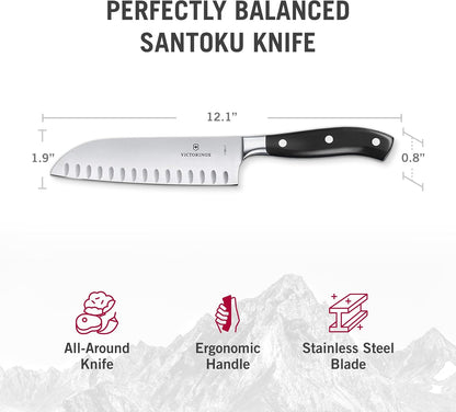 Grand Maître 7" Santoku Knife - Forged Granton Edge Prep Tool